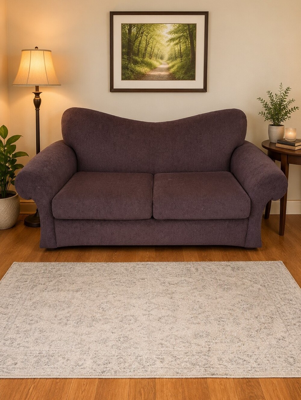 Plush Deep Purple Two-Seat Sofa - Home Accents